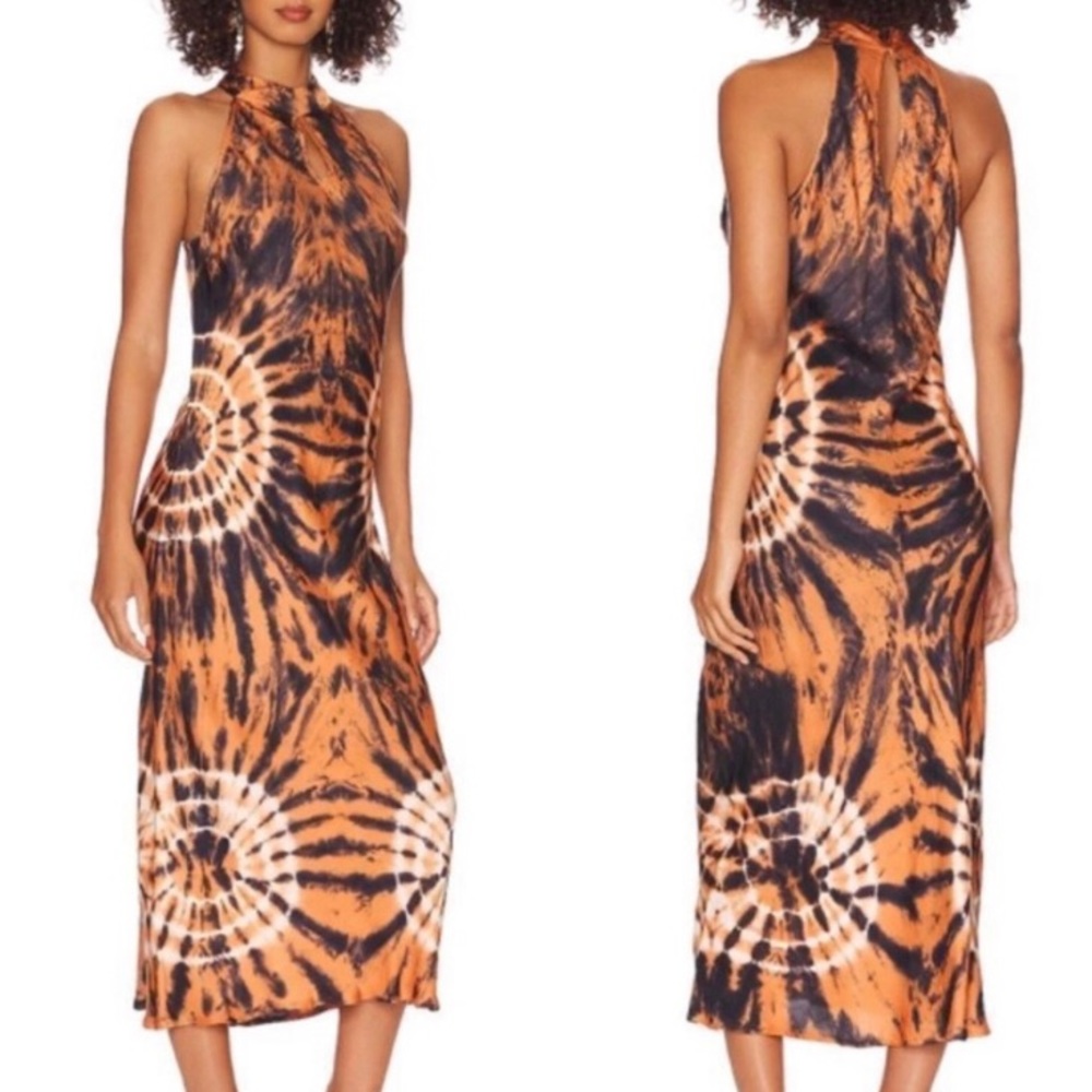 Yfb orange slip dress nwot tags perfect condition midi dress size Large